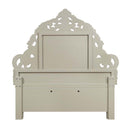 Sorina King Bed, Faux Leather & Antique Gold Finish Acme