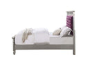 Varian Full Bed, Burgundy Velvet, Silver & Mirrored Finish Acme