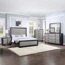 Nicola King Bed, Silver Faux Leather & Black Finish Acme