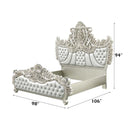 Sandoval King Bed, Beige Faux Leather & Champagne Finish Acme