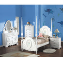 Flora Twin Bed w/Poster, White Finish Acme