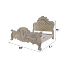 Dresden California King Bed, Faux Leather & Bone White Finish Acme