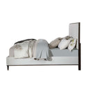 Carena King Bed, Light Gray Fabric & White & Brown Finish Acme