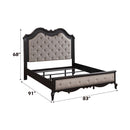 Chelmsford King Bed, Beige Fabric & Antique Black Finish Acme