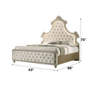 Lucienne Queen Bed w/LED, Beige Velvet Acme