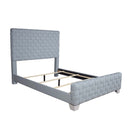 Saree King Bed, Light Teal Chenille & Gray Finish Acme