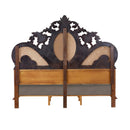 Devany Eastern King Bed, Cream Fabric & Cherry Finish Acme