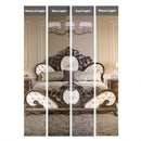 Devany Eastern King Bed, Cream Fabric & Cherry Finish Acme