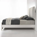 Laveda Eastern King Bed w/LED, Light Gray Boucle & Pearl White Finish Acme