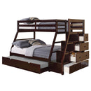 Jason Twin/Full Bunk Bed w/Trundle & Storage, Espresso Finish Acme