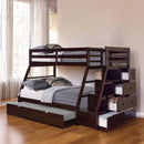 Jason Twin/Full Bunk Bed w/Trundle & Storage, Espresso Finish Acme