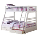 Jason Twin/Full Bunk Bed w/Storage, White Finish Acme