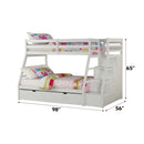 Jason Twin/Full Bunk Bed w/Trundle & Storage, White Finish Acme