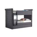 Romana II Twin/Twin Bunk Bed w/Trundle, Gray Fabric Finish Acme