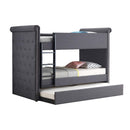 Romana II Twin/Twin Bunk Bed w/Trundle, Gray Fabric Finish Acme