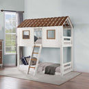 Inara Twin/Twin Bunk Bed, White & Rustic Oak Finish Acme