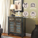 Glancio Console Cabinet, Antique Oak & Teal Finish Acme
