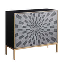 Quilla Console Cabinet, Black, Gray & Brass Finish Acme