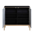 Quilla Console Cabinet, Black, Gray & Brass Finish Acme