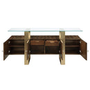 Mabyn Console Cabinet, Brass & Antique Brown Finish Acme