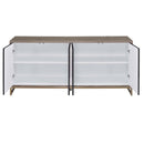 Payo Console Cabinet, Black Marble Print Oak & Champagne Finish Acme