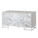 Panos Console Cabinet, White Marble Print & Chrome Finish Acme
