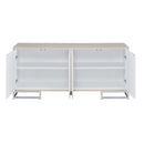 Panos Console Cabinet, White Marble Print & Chrome Finish Acme