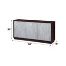 Geranio Console Cabinet, Metallic Silver & Walnut Finish Acme