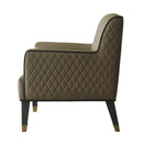 House Beatrice Accent Chair w/Pillow, Tan Faux Leather & Charcoal Finish Acme