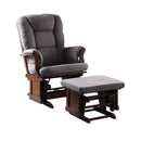 Adeliza Glider Chair & Ottoman, Gray Microfiber & Cherry Finish Acme