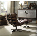 Gandy Chair & Ottoman, Retro Brown Top Grain Leather Acme