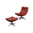 Gandy Chair & Ottoman, Antique Red Top Grain Leather Acme