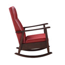 Raina Rocking Chair, Red Faux Leather & Espresso Finish Acme