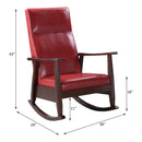 Raina Rocking Chair, Red Faux Leather & Espresso Finish Acme