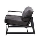 Locnos Accent Chair, Gray Top Grain Leather & Black Finish Acme