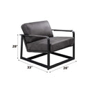 Locnos Accent Chair, Gray Top Grain Leather & Black Finish Acme