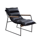 Luberzo Accent Chair, Distress Espresso Top Grain Leather & Matt Iron Finish Acme