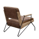 Eacnlz Accent Chair, Cocoa Top Grain Leather & Matt Iron Finish Acme