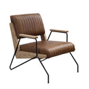 Eacnlz Accent Chair, Cocoa Top Grain Leather & Matt Iron Finish Acme