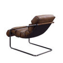 Dolgren Accent Chair, Sahara Top Grain Leather & Matt Iron Finish Acme