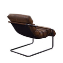 Dolgren Accent Chair, Sahara Top Grain Leather & Matt Iron Finish Acme