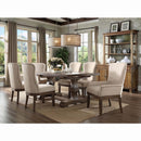 Landon Arm Chair, Beige Linen & Salvage Brown Finish Acme