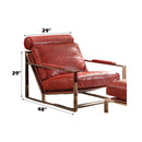 Quinto Accent Chair, Antique Red Top Grain Leather & Stainless Steel Acme