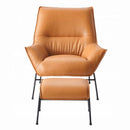 Jabel Accent Chair & Ottoman, Sandstone Top Grain Leather Acme