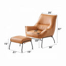Jabel Accent Chair & Ottoman, Sandstone Top Grain Leather Acme