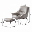 Jabel Accent Chair & Ottoman, Khaki Top Grain Leather Acme