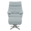 Janella Motion Accent Chair w/Swivel & Ottoman, Babyblue Leather Acme