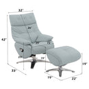Janella Motion Accent Chair w/Swivel & Ottoman, Babyblue Leather Acme