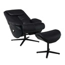 Labonita Motion Accent Chair w/Swivel & Ottoman, Black Top Grain Leather Acme
