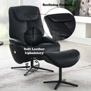 Labonita Motion Accent Chair w/Swivel & Ottoman, Black Top Grain Leather Acme